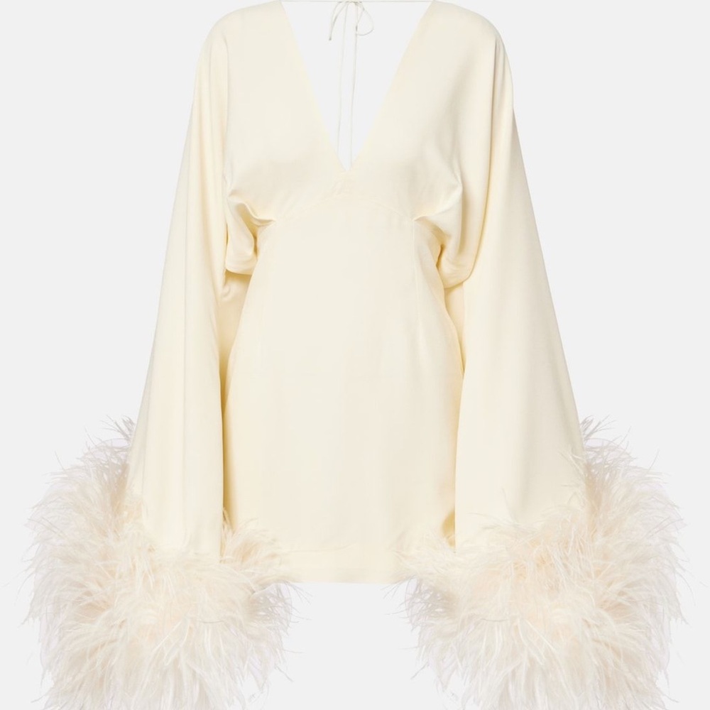 TALLER MARMO
Magnifique feather-trimmed minidress IN CREAM